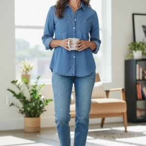 Stylish Blue Button Down Shirt for Women